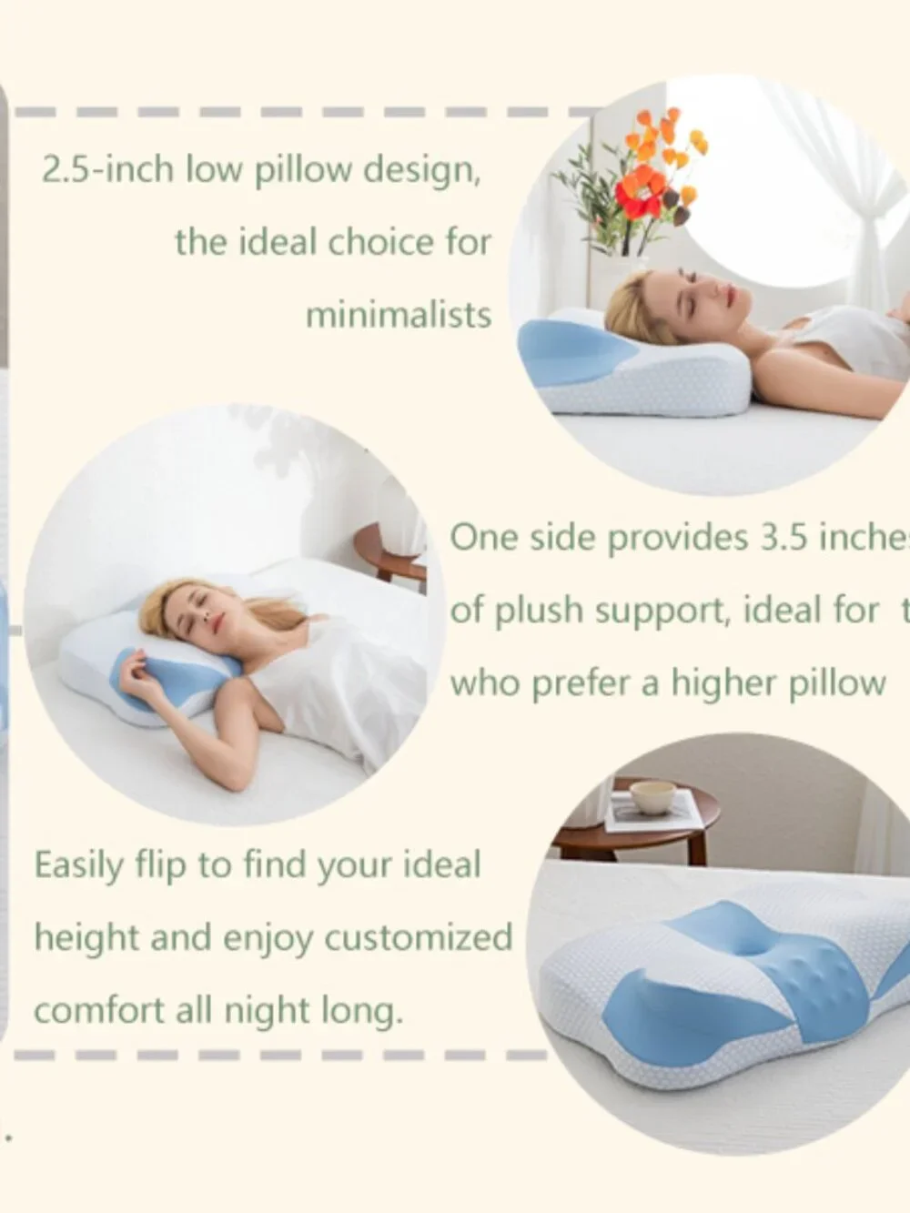 Cervical Memory Foam Pillow Dual Height Neck Support NEW